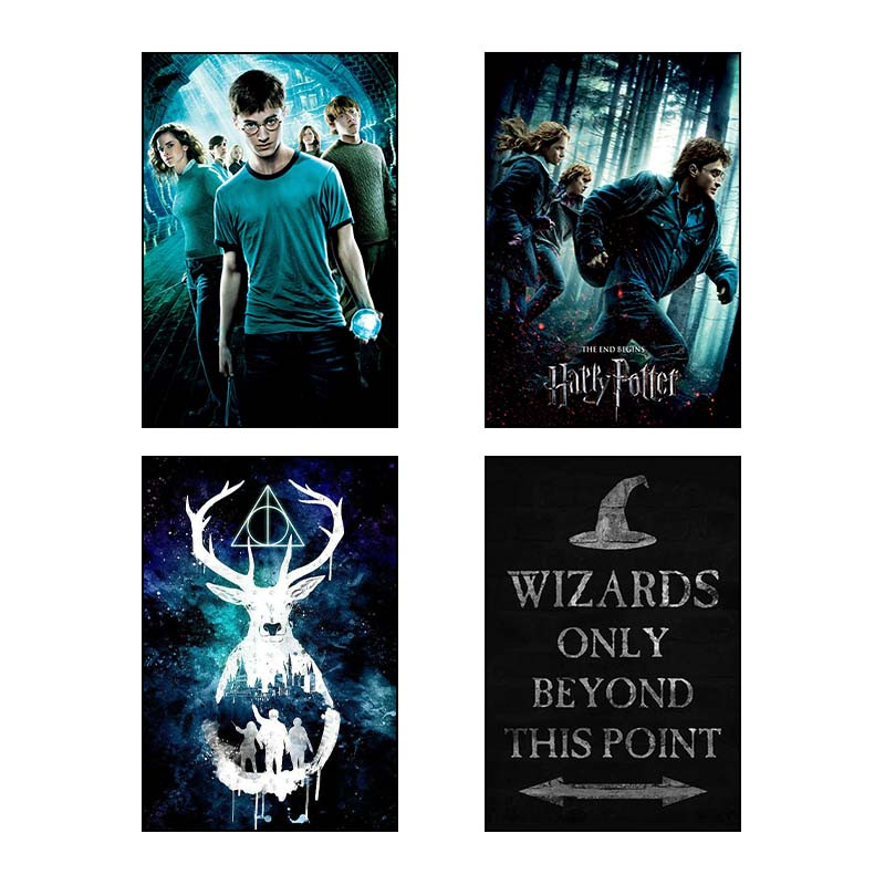 تابلو شاسی دنیای قاب طرح هری پاتر Harry Potter کد 32589 مجموعه 4 عددی
