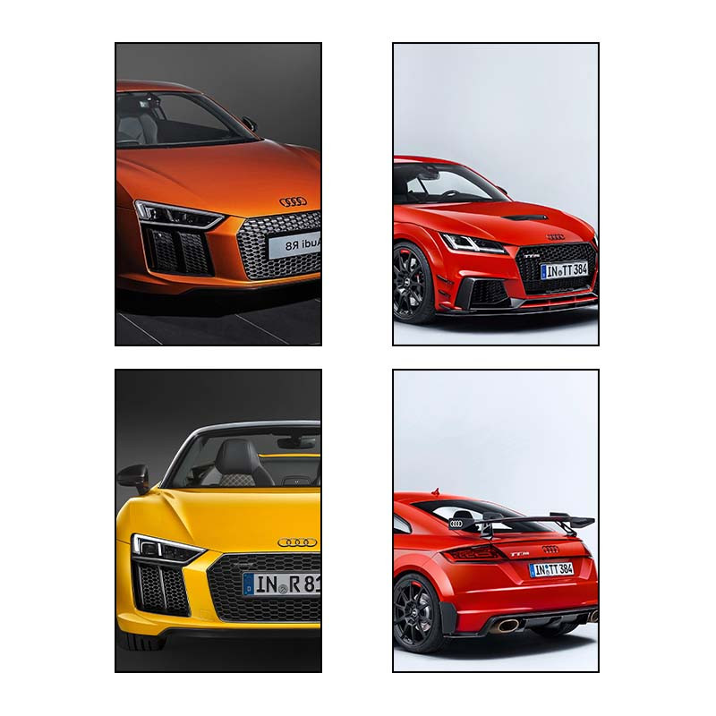 تابلو شاسی دنیای قاب طرح Audi کد 56095 مجموعه 4 عددی