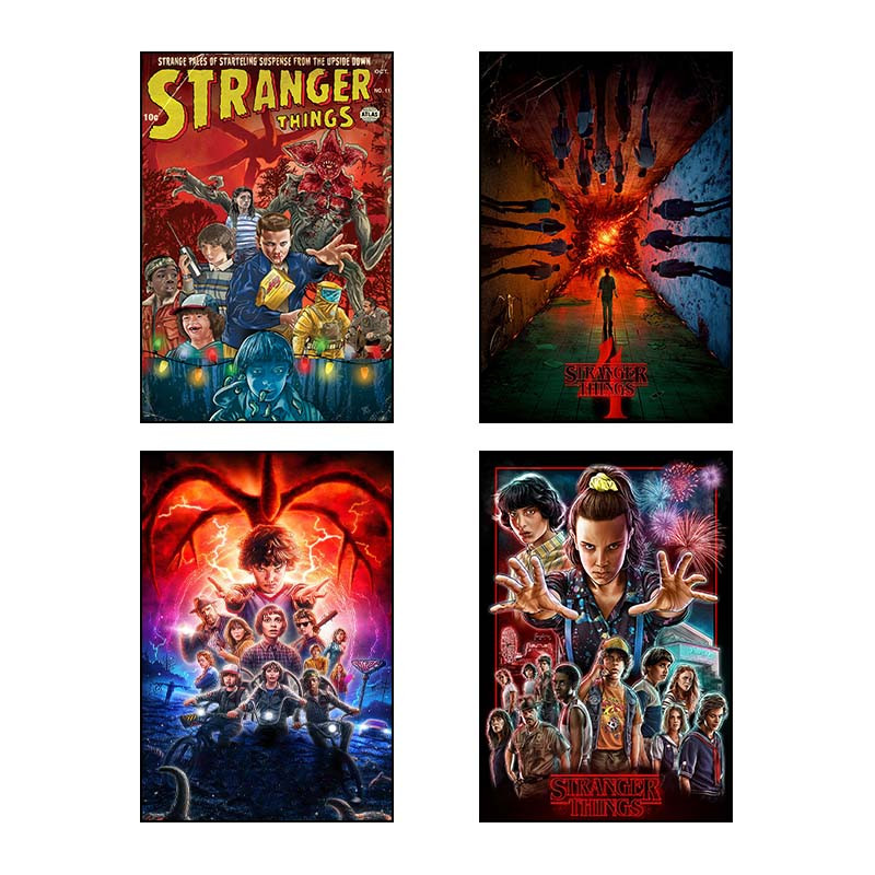 تابلو شاسی دنیای قاب Stranger Things کد 18612 مجموعه 4 عدد