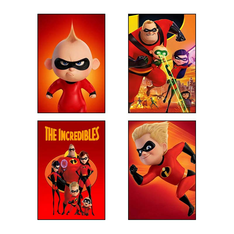 تابلو شاسی دنیای قاب طرح The Incredibles کد 26074 مجموعه 4 عددی