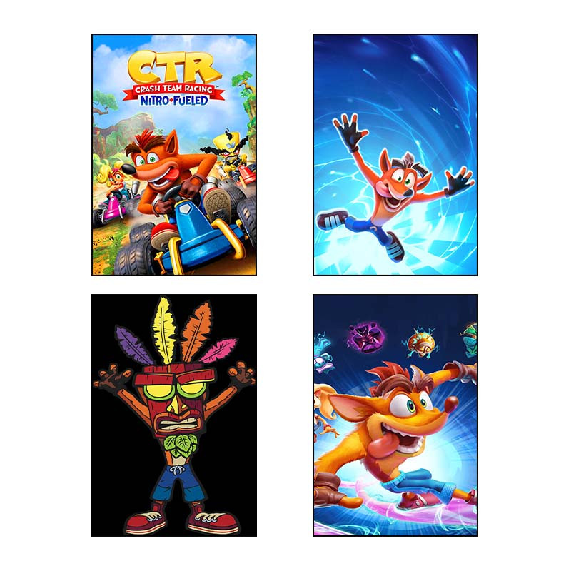 تابلو شاسی دنیای قاب طرح کرش بندیکوت Crash Bandicoot کد 12071 مجموعه 4 عددی