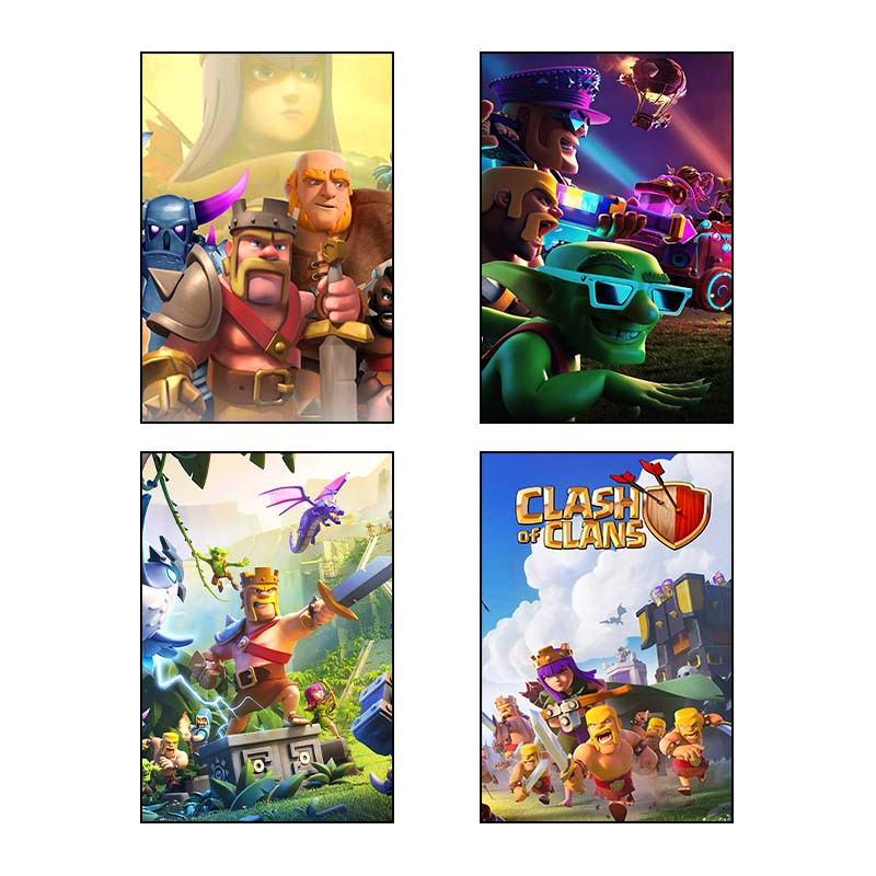تابلو شاسی دنیای قاب طرح کلش اف کلنز Clash of Clans کد 20548 مجموعه 4 عددی