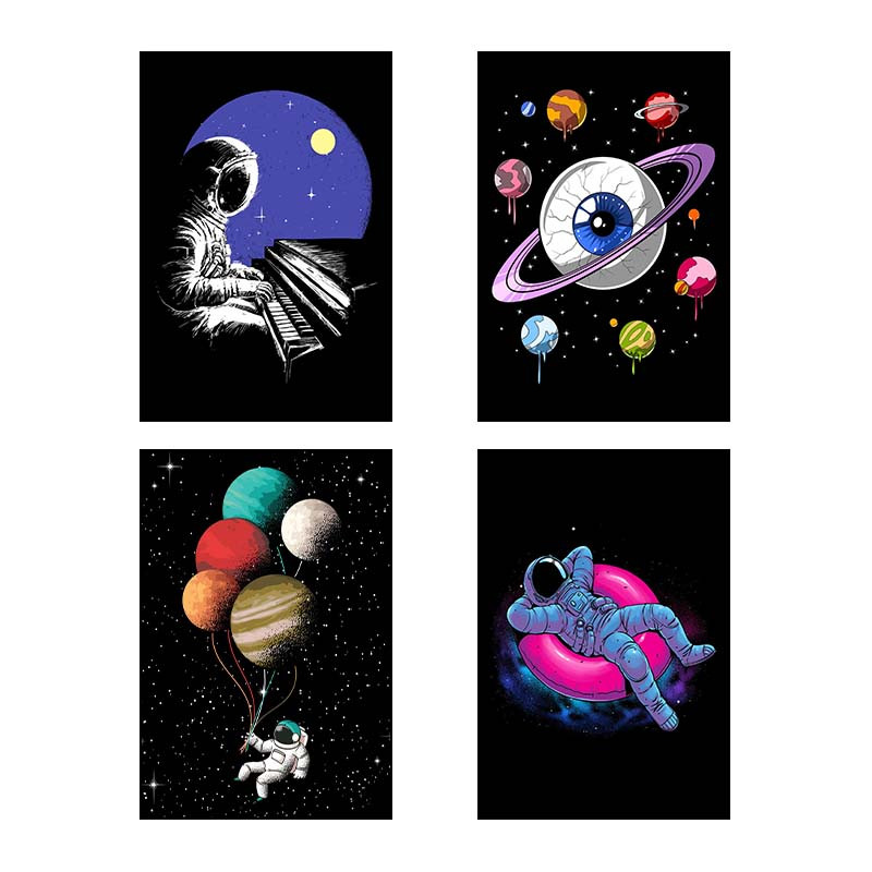 تابلو شاسی دنیای قاب طرح فضا Space کد 25373 مجموعه 4 عددی