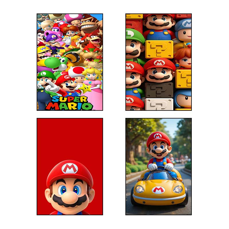 تابلو شاسی دنیای قاب طرح ماریو mario کد 11680 مجموعه 4 عددی