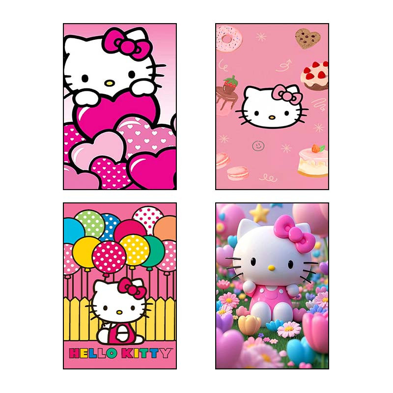 تابلو شاسی دنیای قاب طرح هلو کیتی hello kitty کد 84667 مجموعه 4 عددی