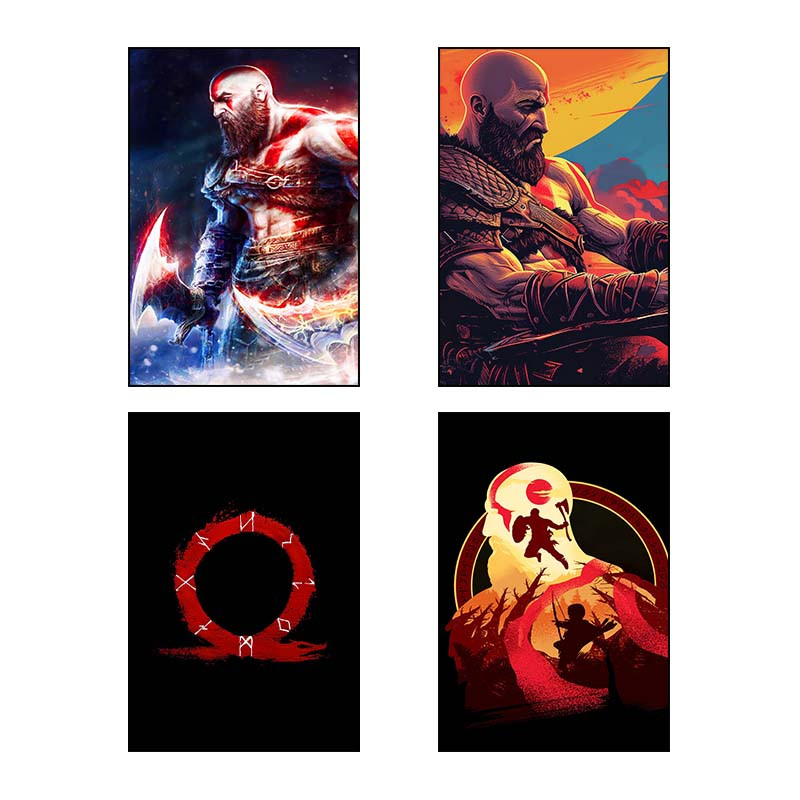 تابلو شاسی دنیای قاب طرح گاد اف وار God of War کد 36069 مجموعه 4 عددی