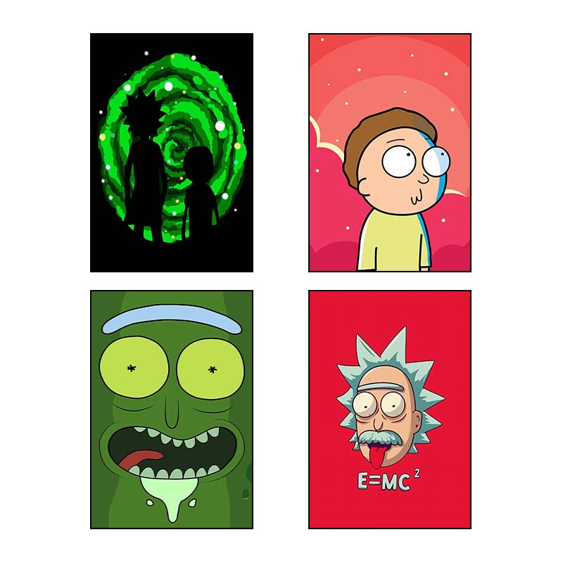 تابلو شاسی دنیای قاب طرح ریک و مورتی Rick and Morty کد 23636 مجموعه 4 عددی