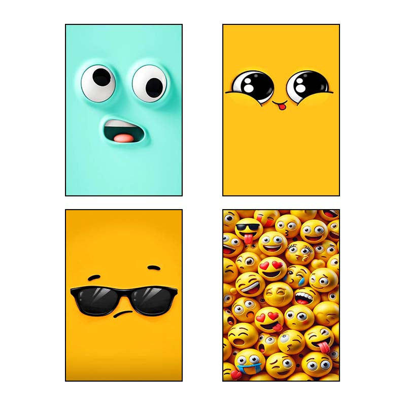 تابلو شاسی دنیای قاب طرح ایموجی Emoji کد 88577 مجموعه 4 عددی