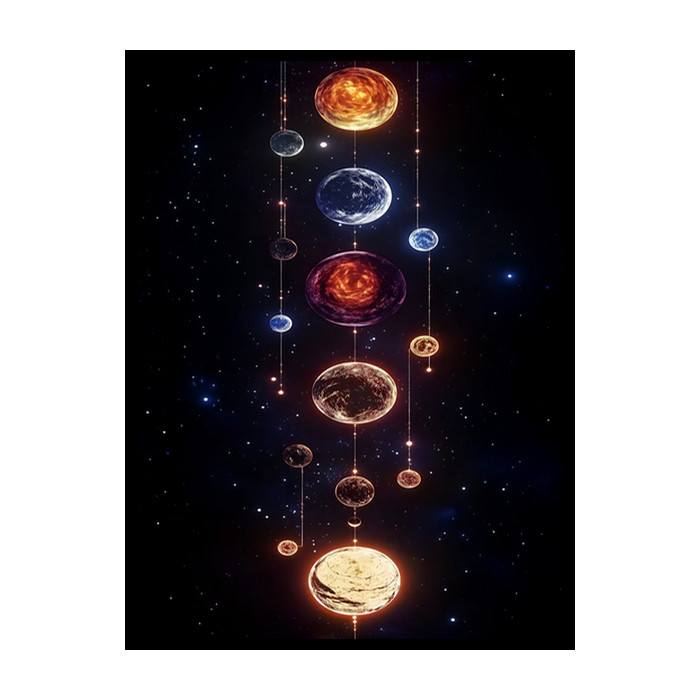 تابلو نوری  طرح دکوری فضا و کهکشان سیاره و کره مدل B-bu5756 فریم مشکی