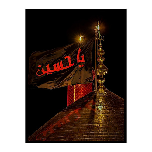 تابلو نوری طرح مذهبی کربلا حرم امام حسین مدل B-bu7423 فریم مشکی