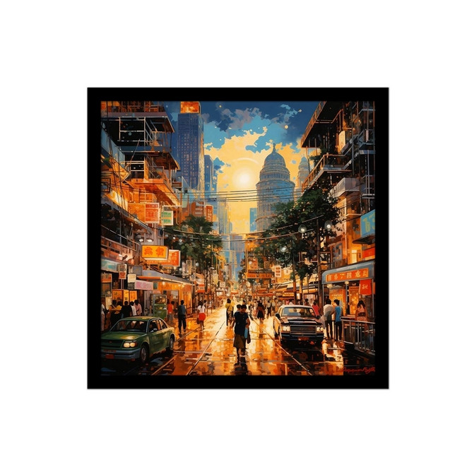تابلو نوری  طرح منظره شهر مدل B-MID-16243
